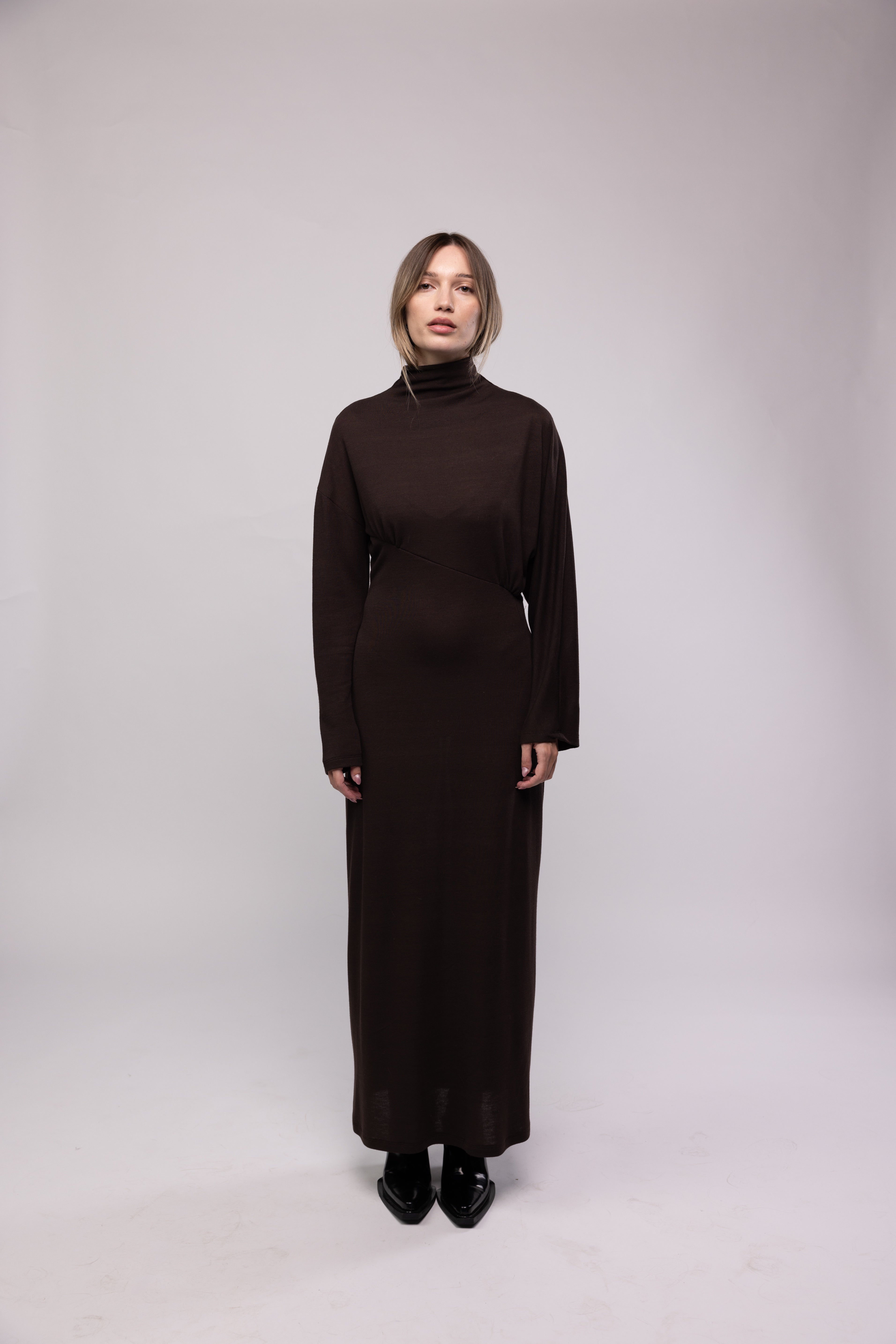 Winter Veil dress in dark brown