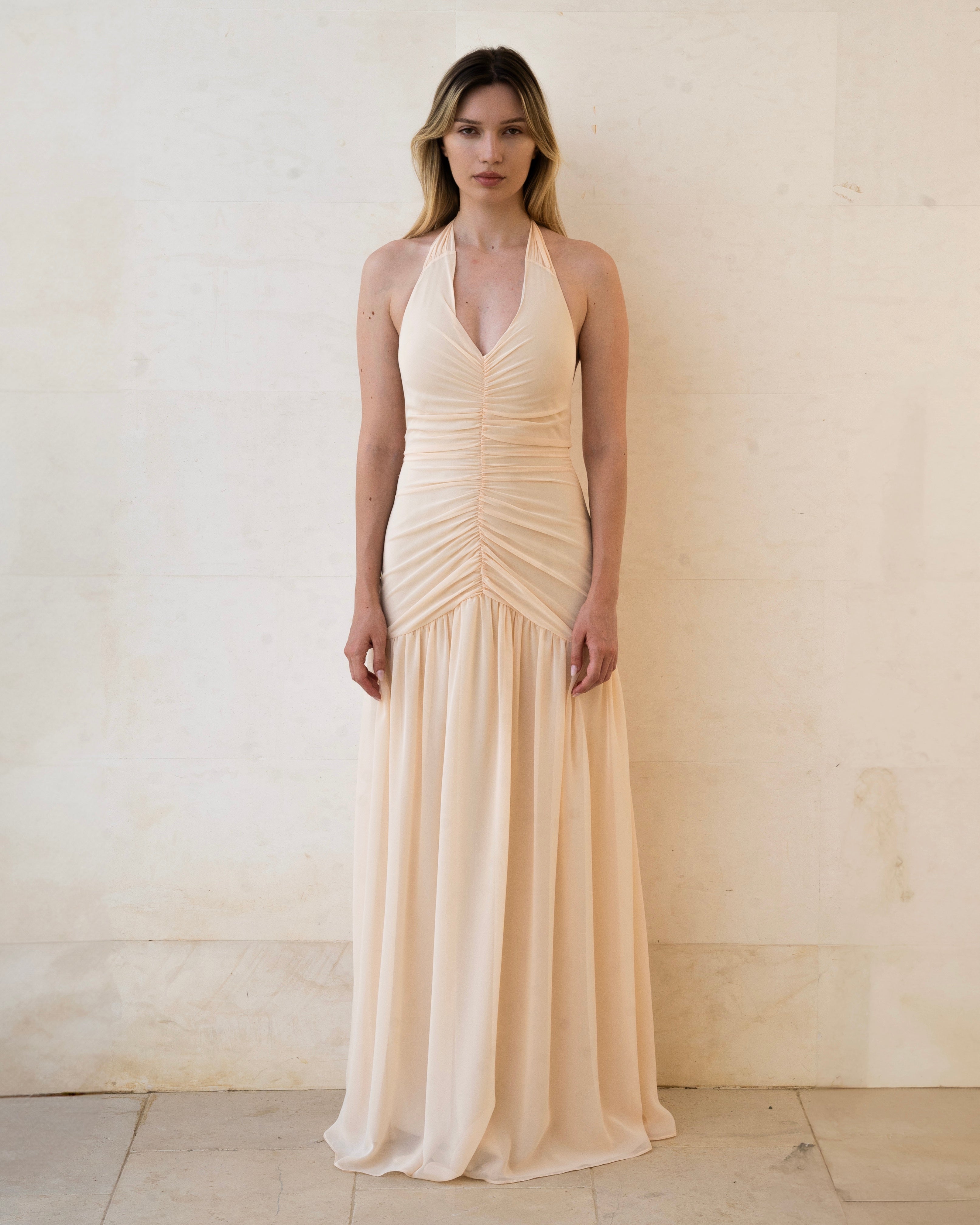Celestial Veil dress in nude