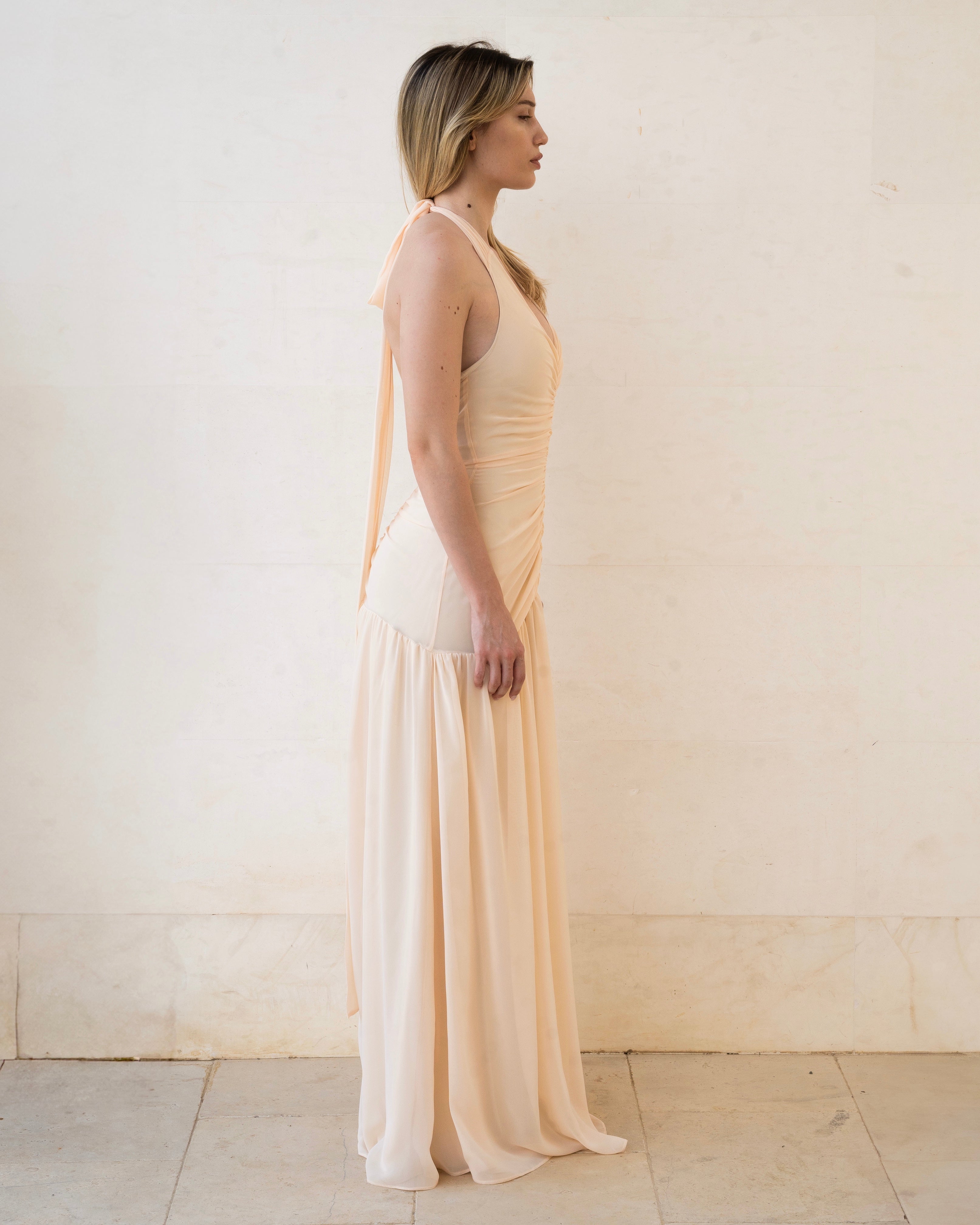 Celestial Veil dress in nude