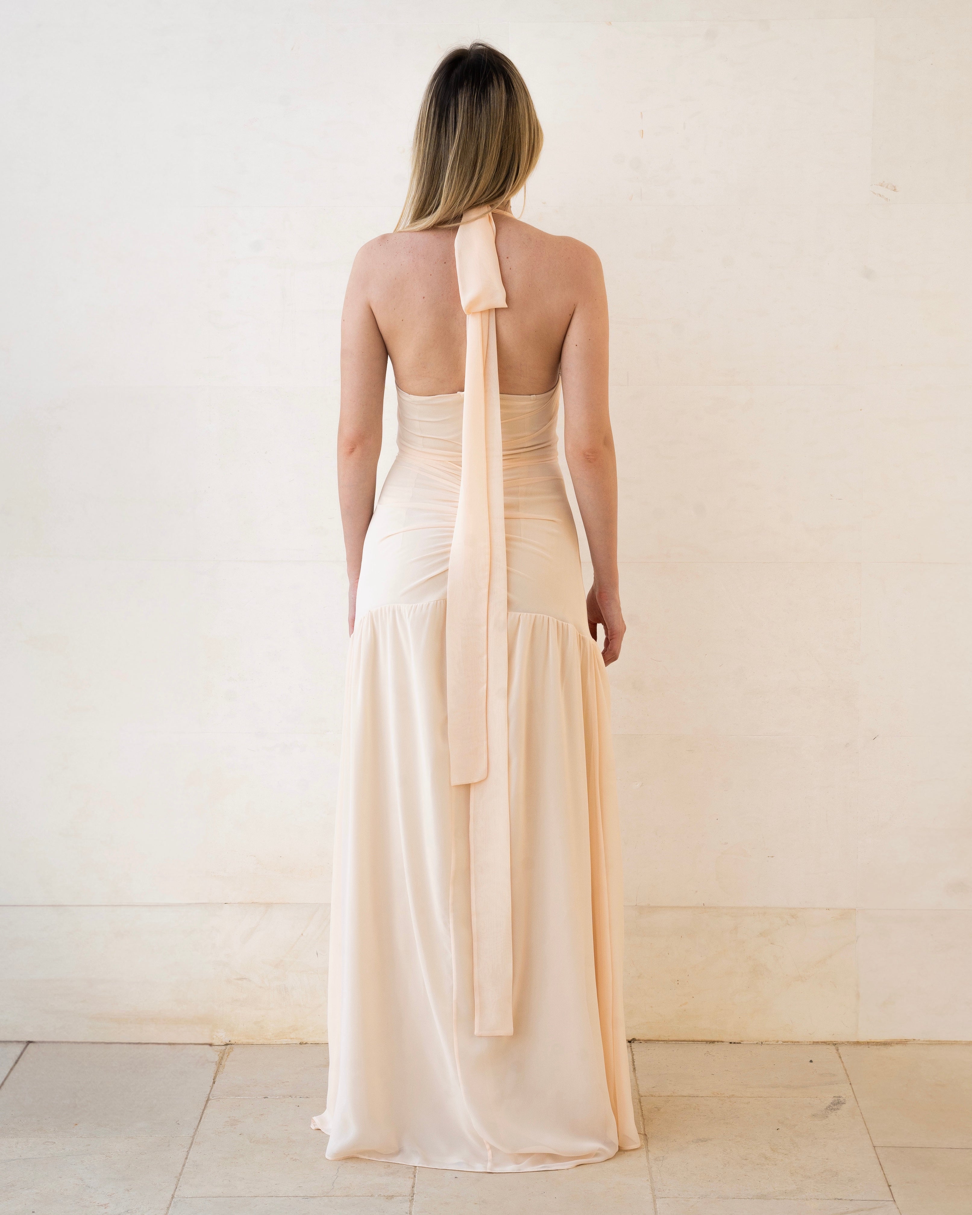 Celestial Veil dress in nude