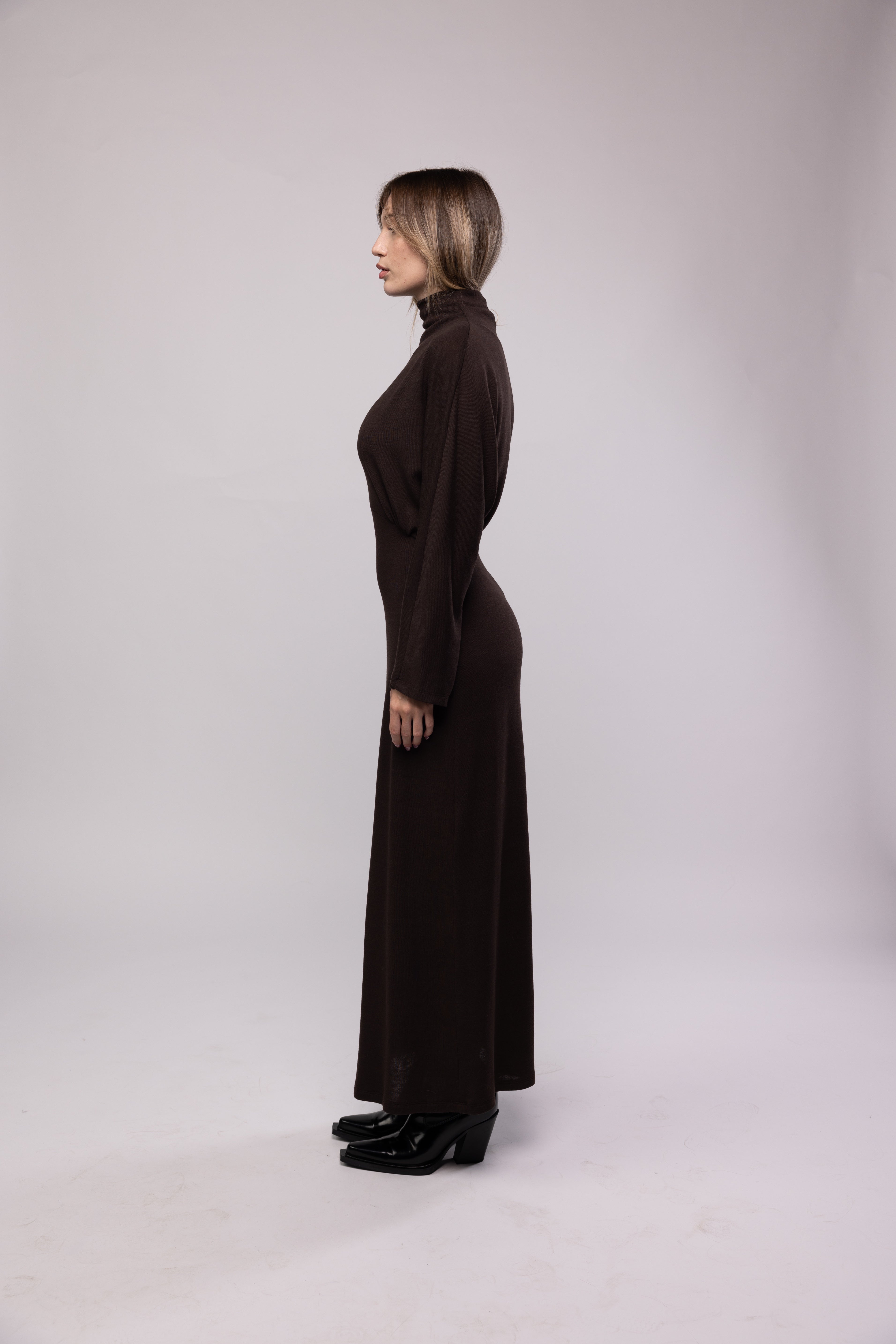 Winter Veil dress in dark brown
